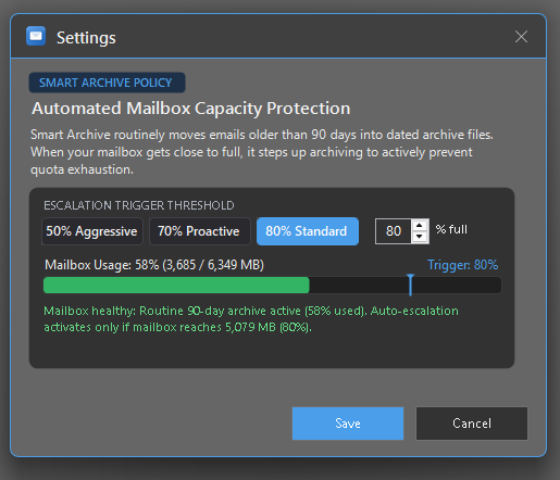 Smart Archive Threshold Settings